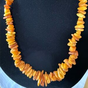 Vintage Butterscotch Amber Graduated Nugget Beaded Necklace